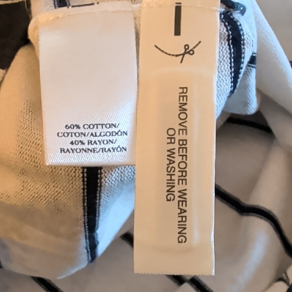 NWT Ann Taylor Black and White Striped Floral Long Sleeve Sweater Top, Sz XS - Picture 6 of 7